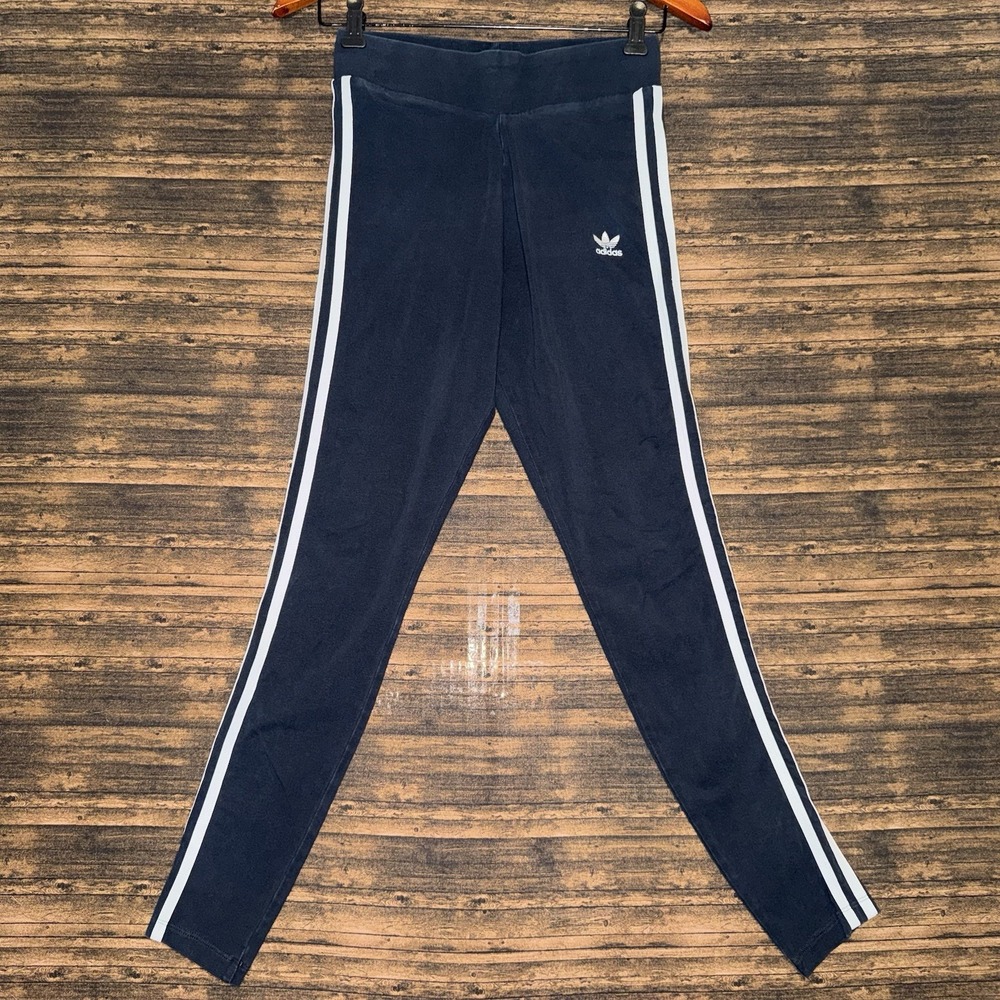 Adidas Leggings Women Small Black 3 Stripe Trefoil Activewear